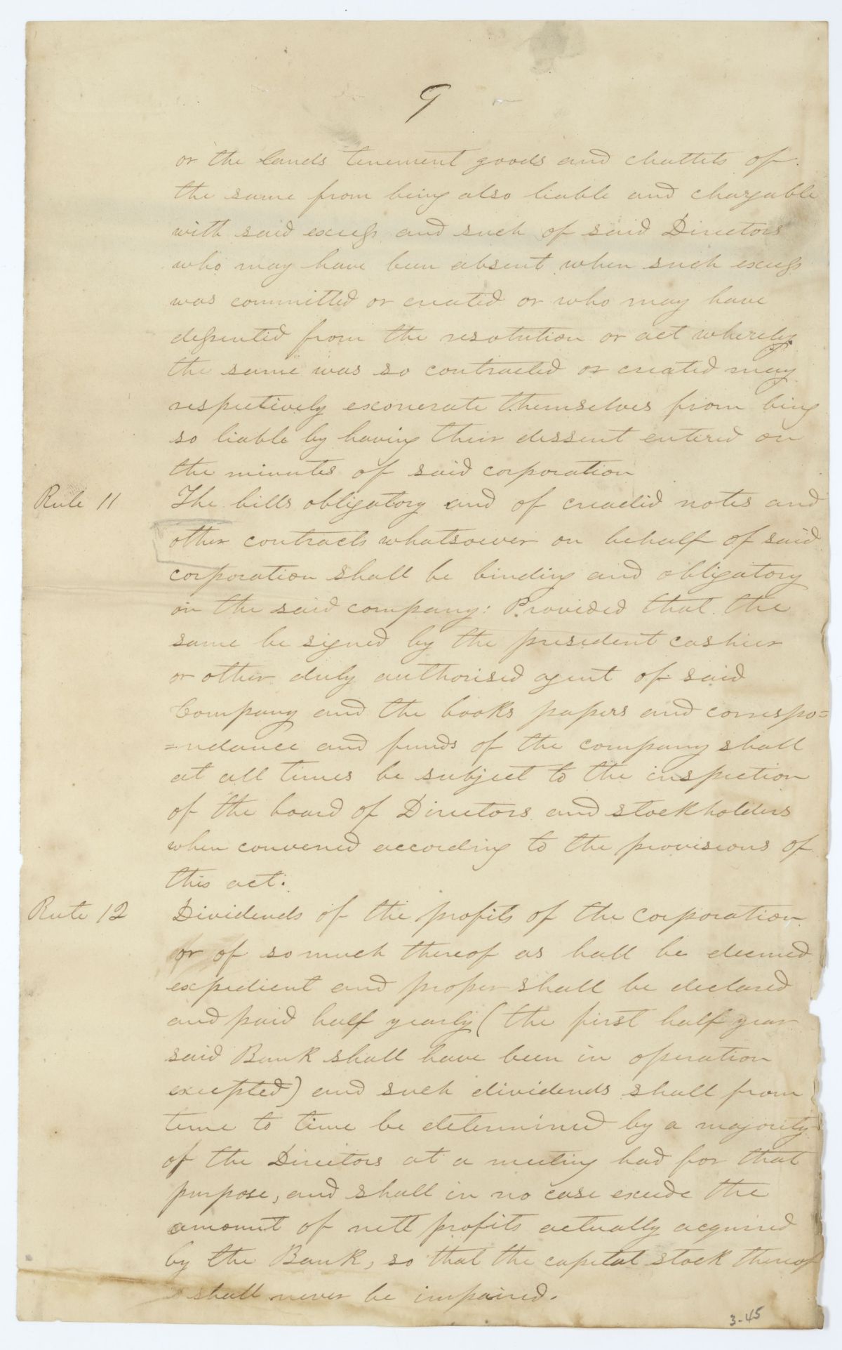 Fragment of a Draft of an Act to Incorporate the Stockholders of the Bank of Tallahassee, circa 1845