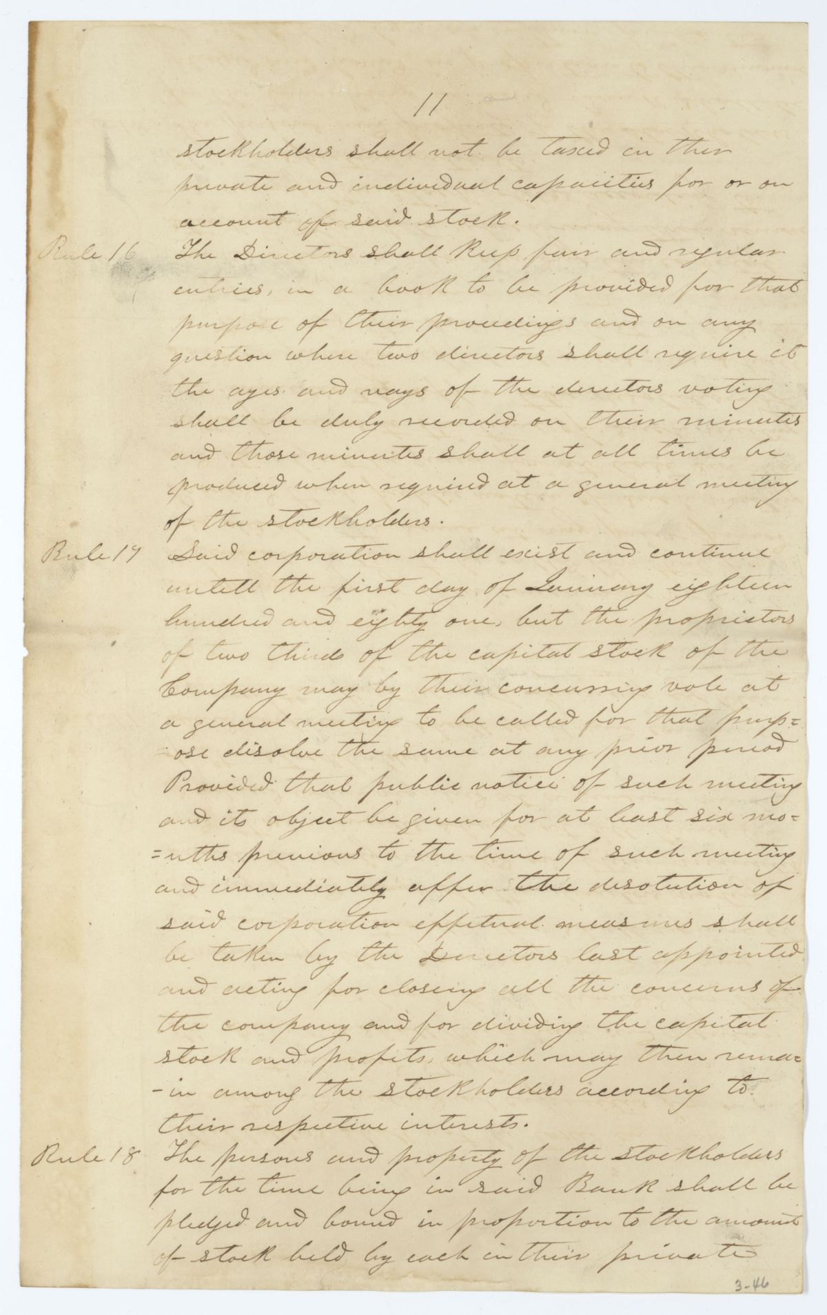 Fragment of a Draft of an Act to Incorporate the Stockholders of the Bank of Tallahassee, circa 1845