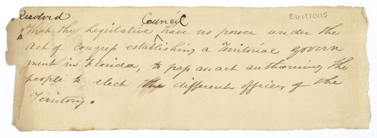 Resolution Regarding the Constitutionality of Popular Elections in the Territory of Florida, circa 1845