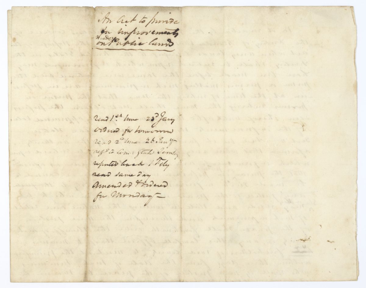 Draft of an Act to Provide for Improvements Made on Public Lands, 1844