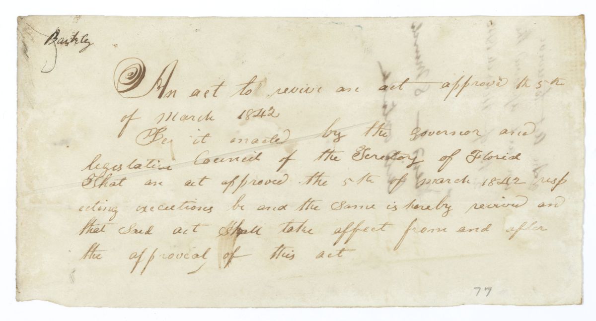 Draft of an Act to Revive an Act Respecting Executions, 1844