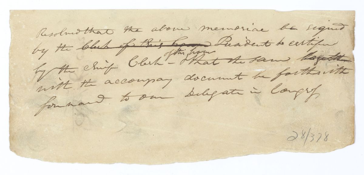 Resolution Calling for a Memorial to Be Forwarded to the Florida Delegate in Congress, circa 1845