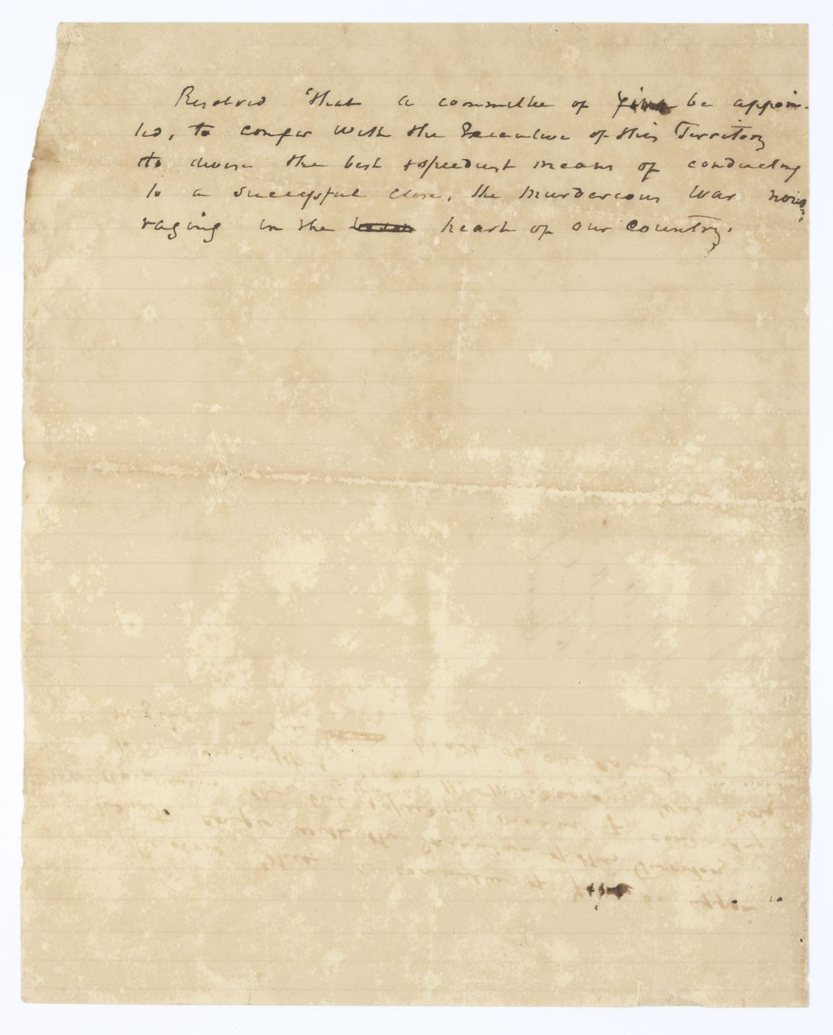 Resolution Calling for a Committee to Confer with the Governor on the Seminole War, 1836