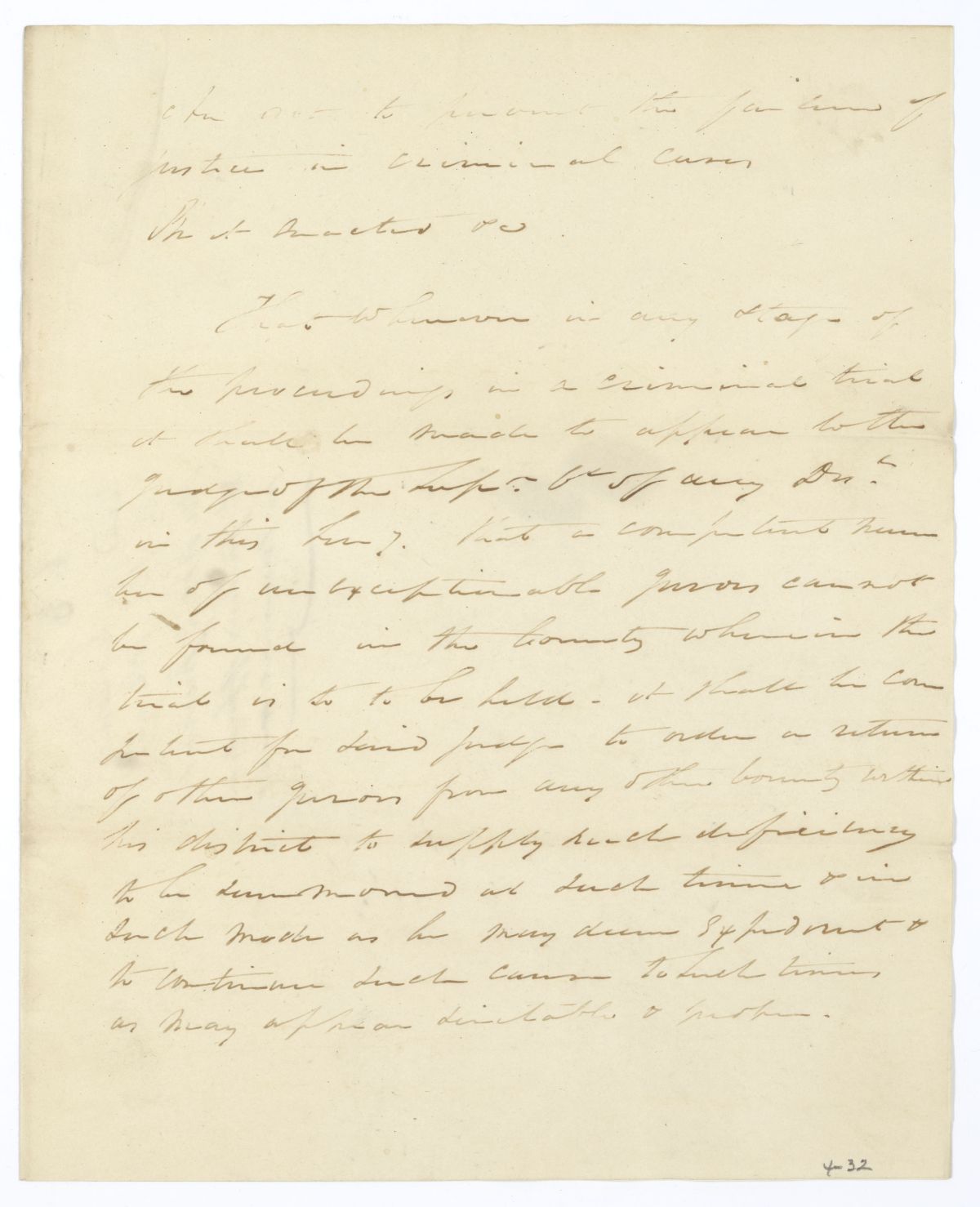 Draft of an Act to Prevent the Failure of Justice in Criminal Cases, 1837