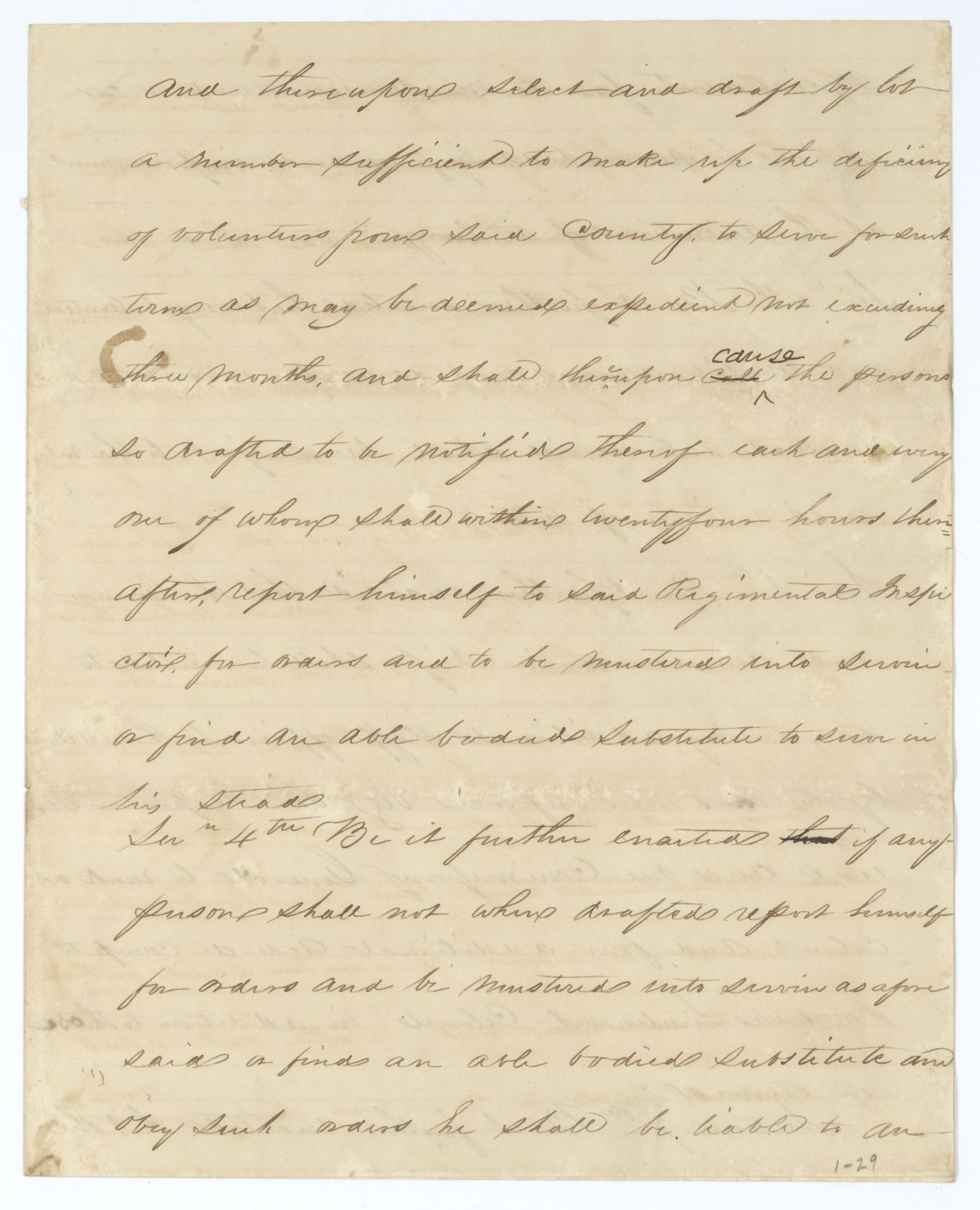 Draft of an Act to Authorize the Governor to Raise a Sufficient Military Force for the Protection of the Territory, 1836