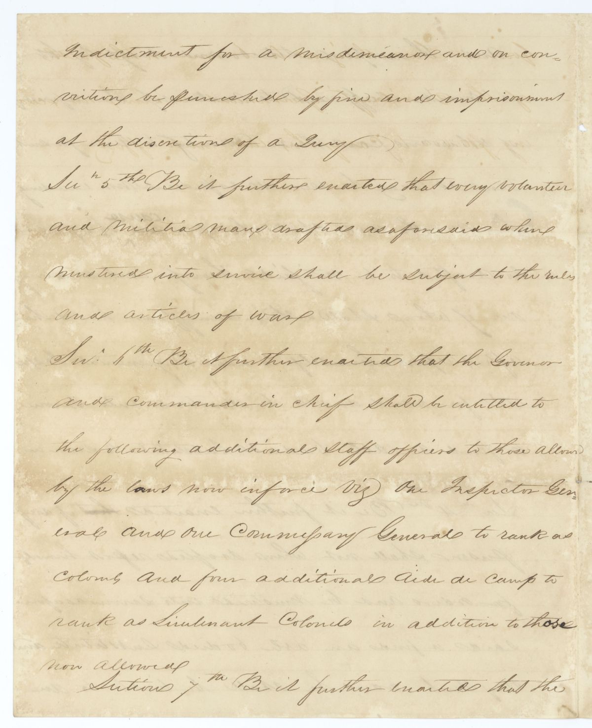 Draft of an Act to Authorize the Governor to Raise a Sufficient Military Force for the Protection of the Territory, 1836