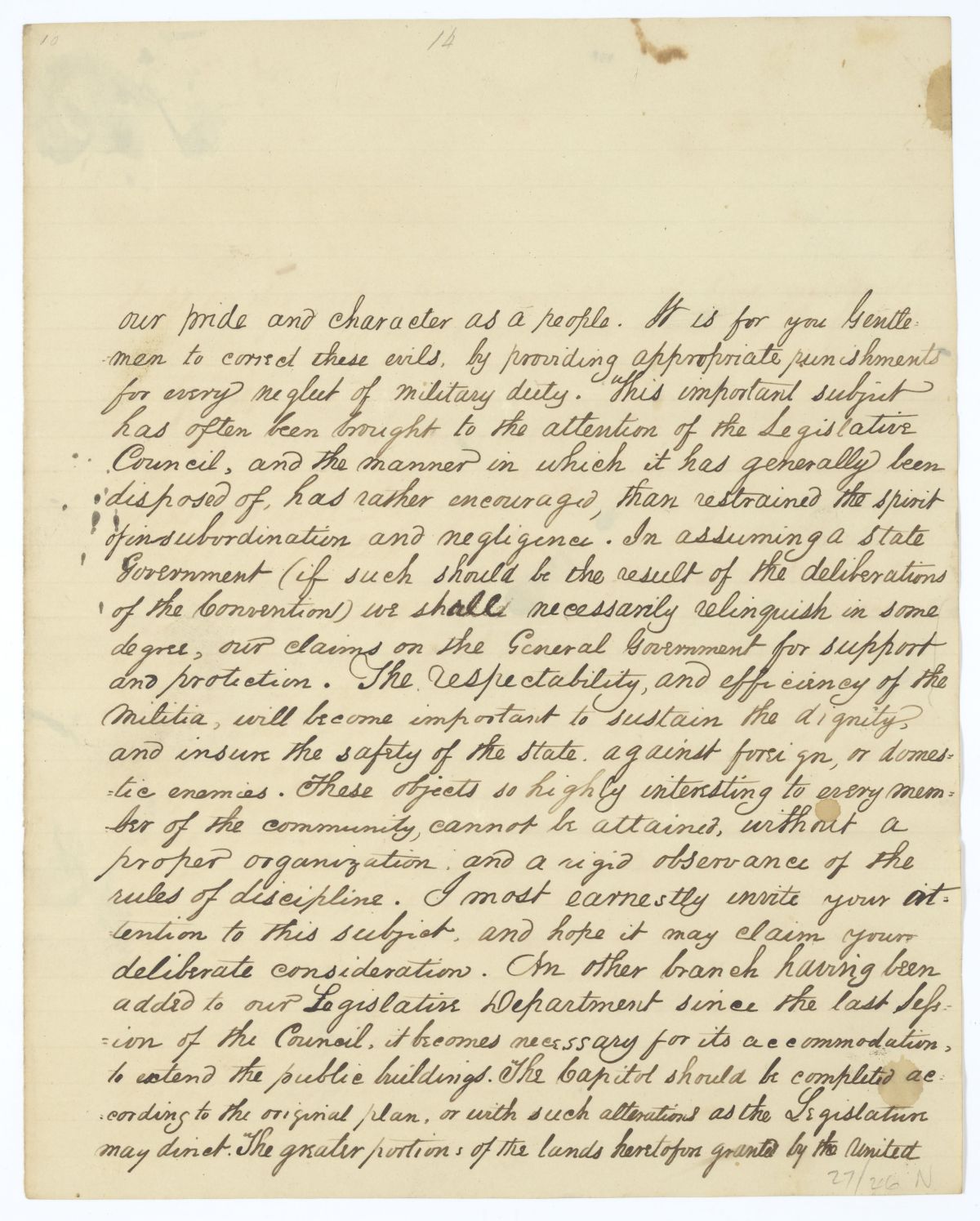 Governor Richard Keith Call's Annual Message to the Territorial Legislative Council, 1839