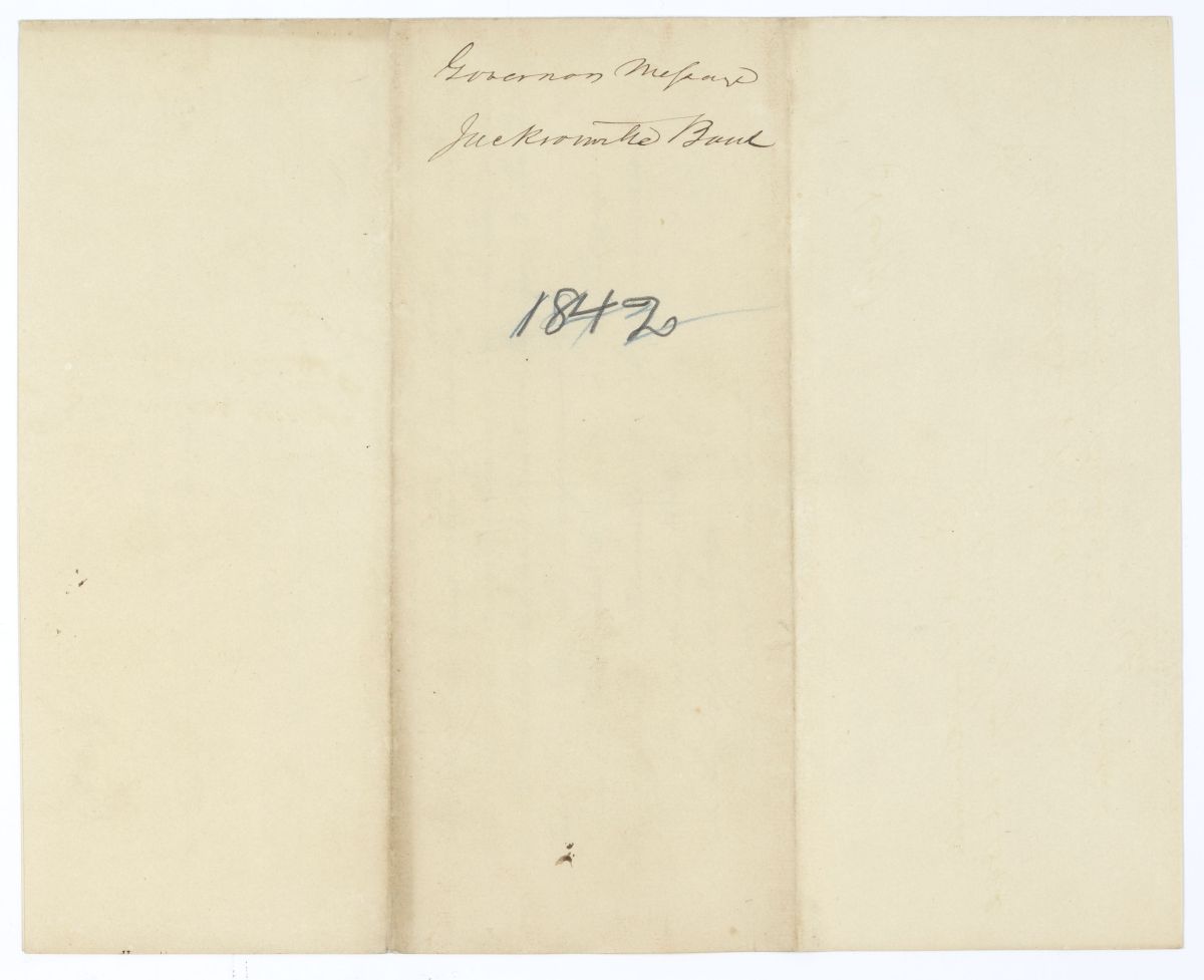 Letter from the Bank of Jacksonville to Governor Richard Keith Call Regarding a Statement of the Condition of the Bank, 1842