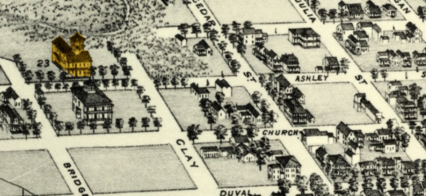 Excerpt from 1876 Birdseye view map of Jacksonville. 