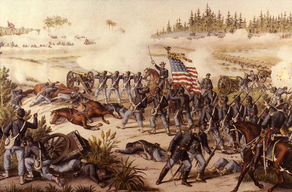 Kurz and Allison lithographic print of the Battle at Olustee