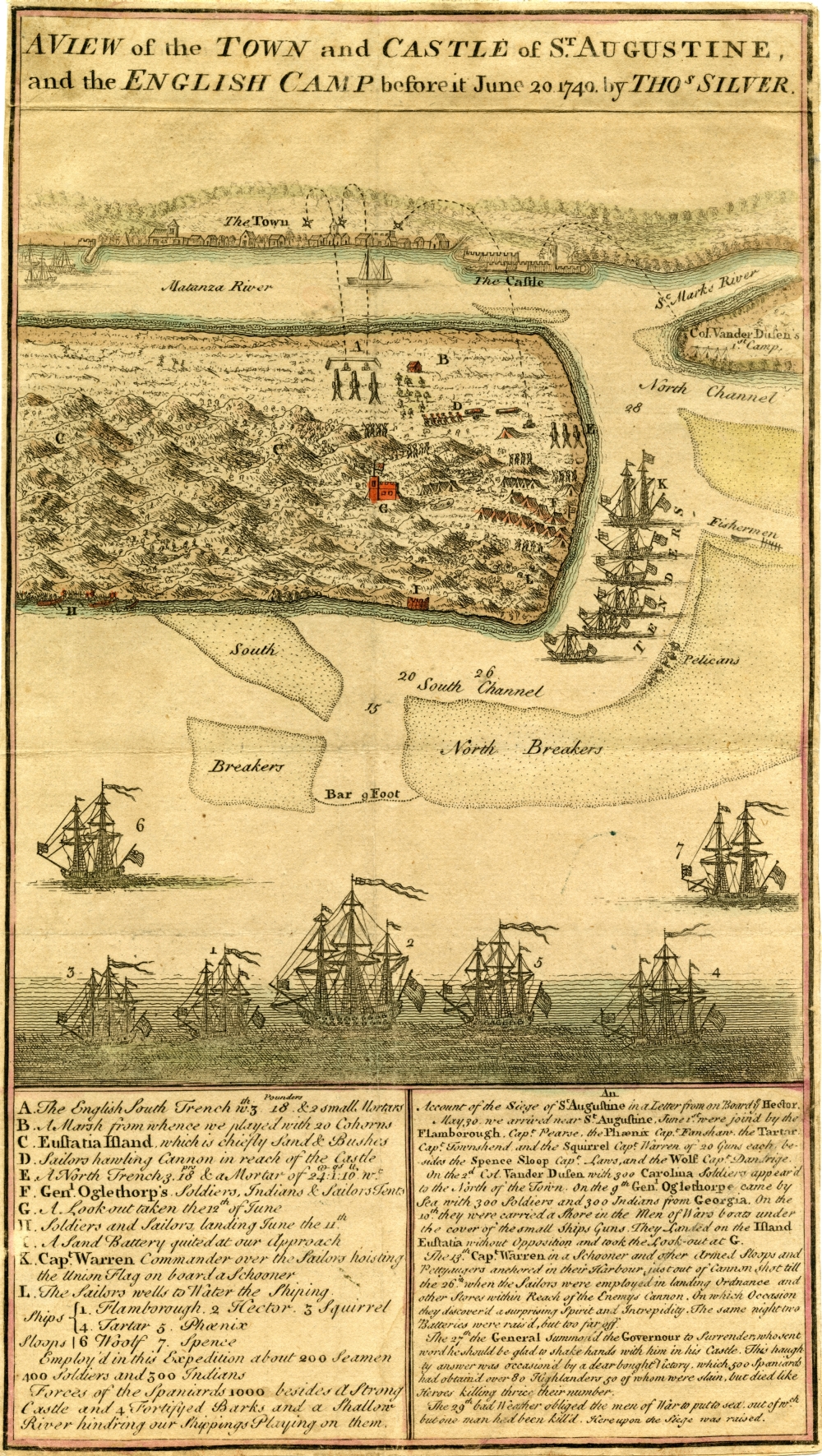 Silver's 1742 map of Spanish St. Augustine before the British Siege in 1740