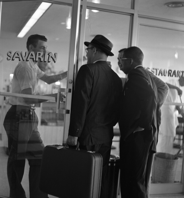 Members of the Tallahassee Ten attempting to enter the Savarin Restaurant at the municipal airport.