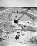 Bird's eye view overlooking construction of the Cross Florida Barge Canal.