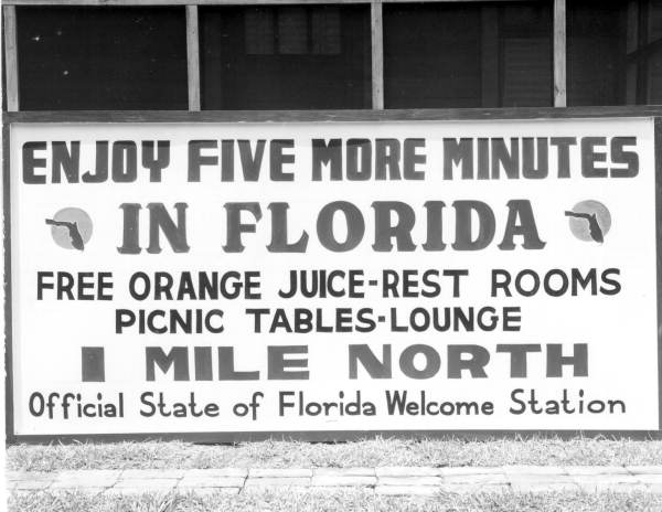 Florida welcome sign - Tallahassee, Florida (1956).