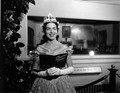 1959 Jeanie Ball contest winner Veronica McCormick posing in front of "Jeanie with the Light Brown Hair" diorama at the Stephen Foster State Memorial museum - White Springs, Florida