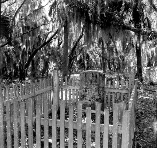 Grave of George Hatch, owner of St. Vincent Island from 1868 to his death in 1875. This is the only marked grave on the island (photo 1970).