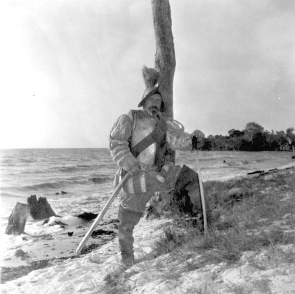 A man poses as Juan Ponce de Leon during the Ponce de Leon Festival in Punta Gorda (circa 1960s).