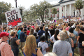 Crowd listening to speeches during the Never Again Rally at the Old Capitol in Tallahassee.