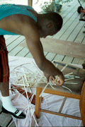 Alphonso Jennings making a white oak basket - Lamont, Florida