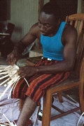 Alphonso Jennings making a white oak basket - Lamont, Florida