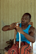 Alphonso Jennings cutting white oak to make a basket - Lamont, Florida