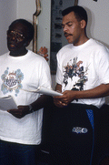 Hymn liner Troy Demps, left, and apprentice Brian Wright singing - Orlando, Florida.