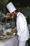 Baruch Kramer preparing fish for bar mitzvah - North Miami Beach, Florida.