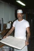 Baker Howard Goren holding pastry dough - Miami Beach, Florida