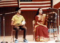 Jaya Radhakrishnan and her son Roger performing Indian music at the 1982 Florida Folk Festival - White Springs, Florida.