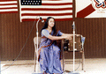 Jaya Radhakrishnan performing Indian folk music at the 1982 Florida Folk Festival - White Springs, Florida