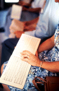 Open Sacred Harp book for singing at the Bethlehem Primitive Baptist Church - Old Chicora, Florida