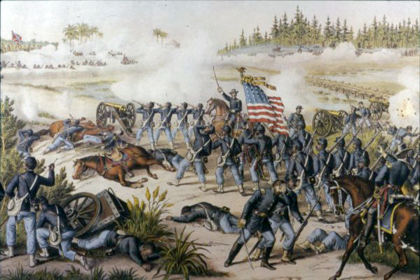 Kurz and Allison lithographic print of the Battle of Olustee