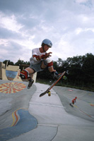 Ben French performing an aerial move: Jacksonville, Florida (photographed by Gregory Hansen, 1988)