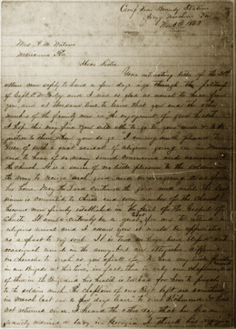 Dr. West Letter from Brandy Station, Virginia, to His Sister in Florida