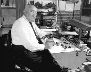 Park museum curator William Decker with artifacts at Fort Clinch: Fernandina Beach, Florida (1953)