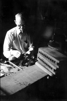 Talmaege Culmer making cigars at the Key West Cigar Factory in Pirate's Alley (between 1975 and 1985)