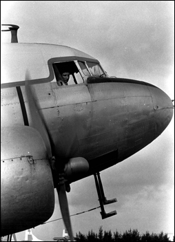 Miami-Dade Junior College student pilot training in a DC-3 at the school of aviation (ca. 1960)