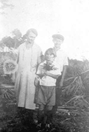 Rickel family after the 1926 hurricane wrecked their home: Miami, Florida