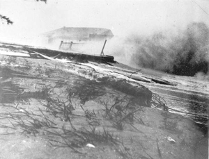 Beach and bathhouse during hurricane of 1926: Boca Grande, Florida