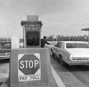 Alligator Alley toll booth area: Everglades, Florida (1969)