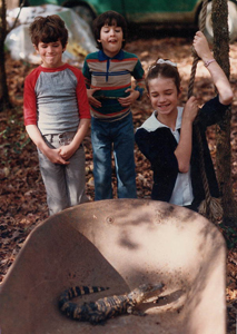 Neighborhood children with young alligator: Leon County, Florida (1980s)