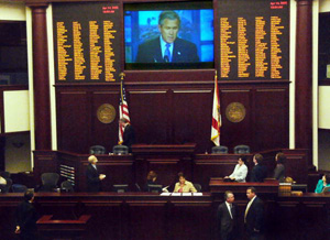 President George W. Bush addressing the Florida legislature about the space program (2005)