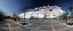 Panoramic view of cruise ship "Celebration" at Mallory Square: Key West, Florida (2005)