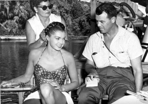 Esther Williams' hair being prepared for an underwater sequence: Silver Springs, Florida (1955)