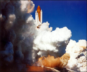 Space Shuttle Challenger liftoff (1986)