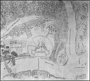 Spanish Map of the town and fort at Saint Augustine (1593)