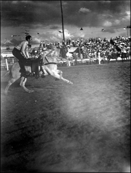 Bobby Boulter during the trick riding exhibit: Lakeland, Florida (1947)