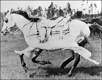 Faye Blackstone executing a reverse fender drag (1952)