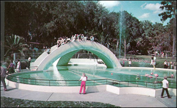 Visitors cross Rainbow Bridge to reach Fairyland: Tampa, Florida