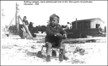 Dick Layton at Layton's Cottage, Trailer, and Fishing Park during construction of cottages: Riviera Beach, Florida (1935)